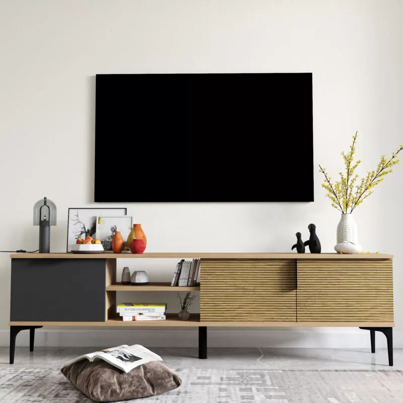 Modern RTV TV-Lowboard Schrank in Braun-Grau voor de Woonkamer