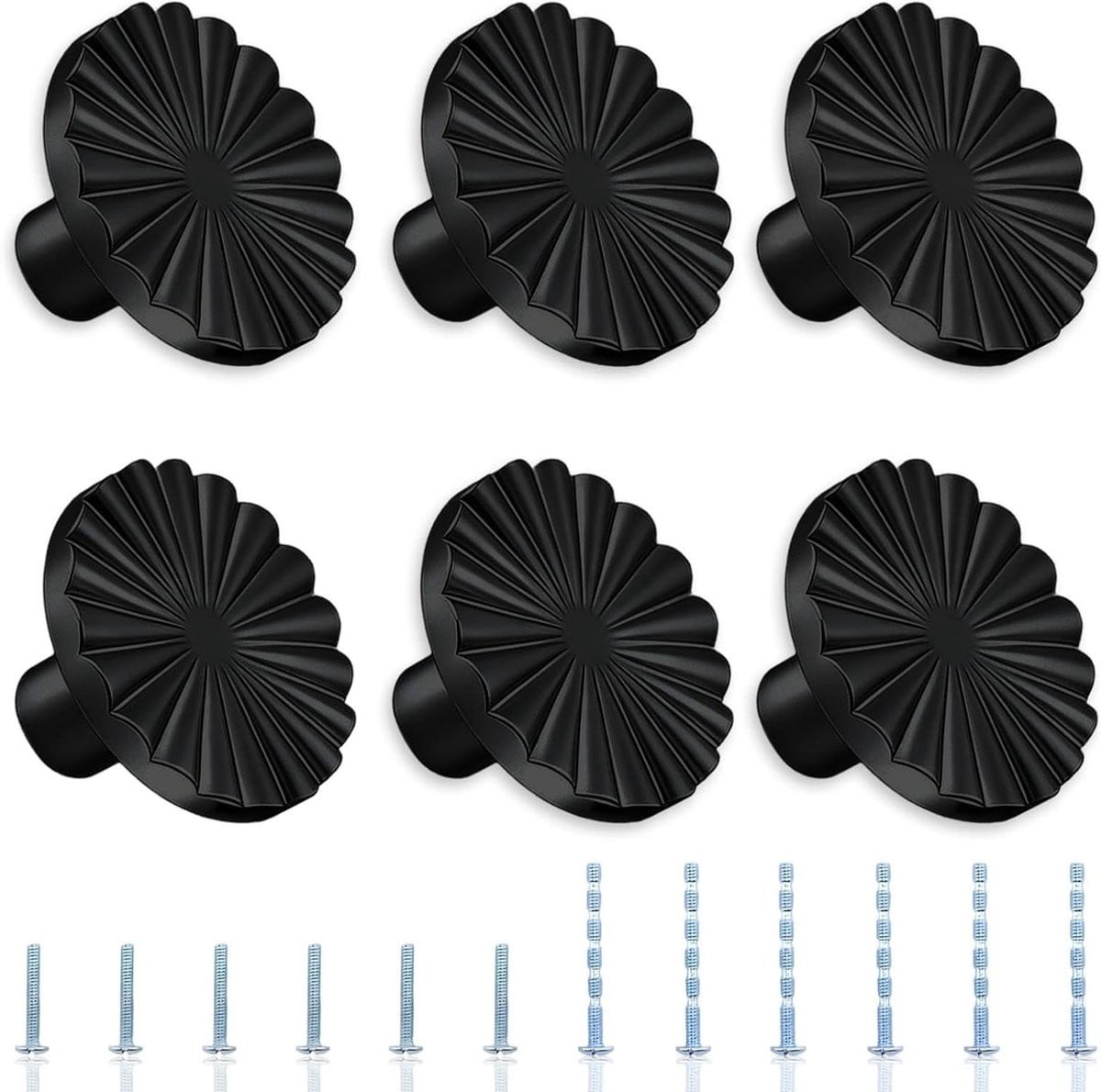 6 stuks zwarte ladeknoppen van zinklegering, 30 mm diameter, voor meubels in keuken, badkamer en woonkamer