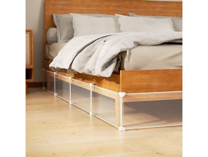 Bloqueur sous le lit pour animaux de compagnie, barrière transparente réglable, bloqueur sous les meubles, empêche les articles de tomber sous les lits ou le canapé