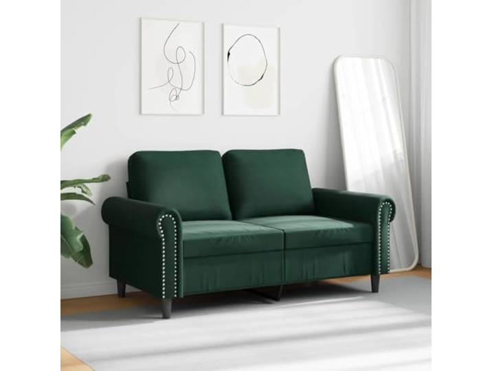 KTHLBRH 2-Sitzer-Sofa, Samt, dunkelgrün, 120 cm Gestell aus robustem Metall, Polsterung aus Schaumstoff, modernes Design, 110 kg pro Sitzfläche