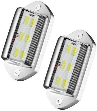 Uplifted Finds 2 Pack Waterproof White LED License Plate Lights (12V24V) For Trucks, SUVs, Trailers, And Buses silver