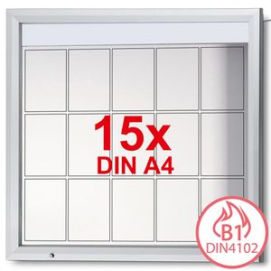 Showdown-Displays Schaukasten T-Linie LED B1 außen, 15 x A4, magnetisch, abschließbar, schwer entflammbar