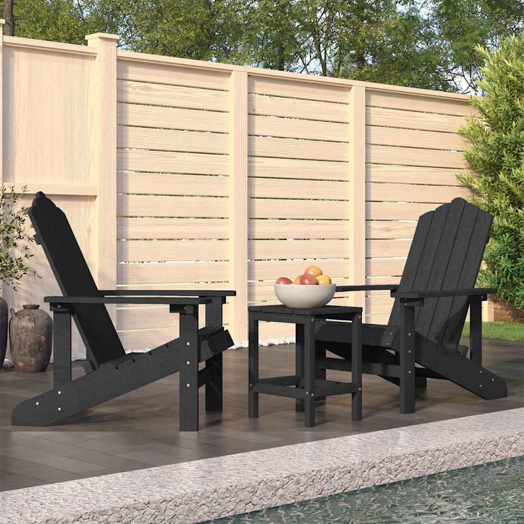 vidaXL Sillas de jardín Adirondack con mesa HDPE gris antracita Antracita
