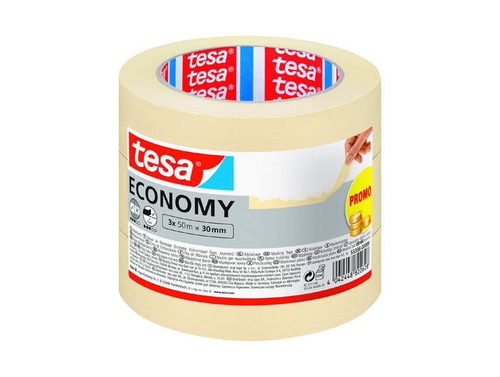 Tesa Malerband Economy 3 Rollen 50 m x 30 mm