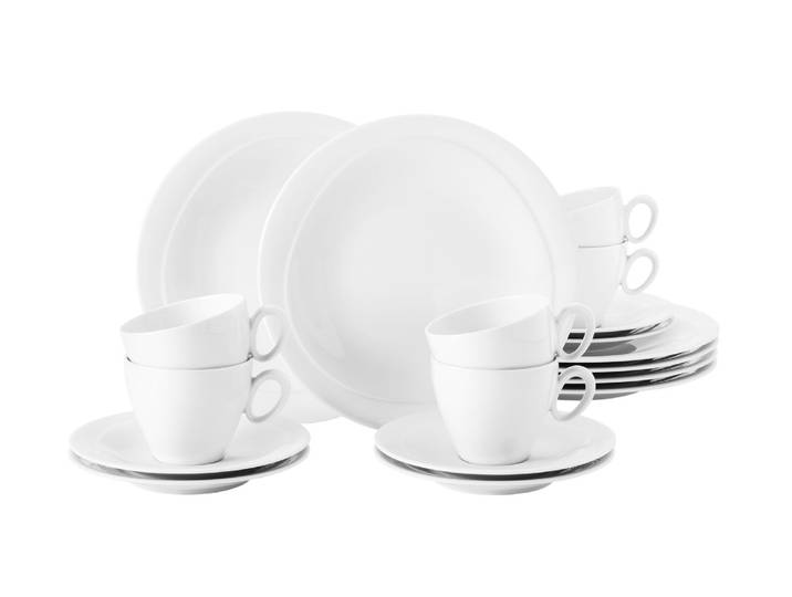 Seltmann Weiden Kaffeeservice 18-tlg. TRIO WEIß UNI, Weiß, Porzellan