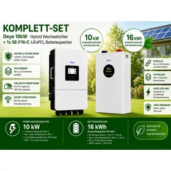 Deye  PV  Speicher  Set  10  kW  -  Deye  Hybrid  Wechselrichter  SUN-10K-SG05LP3-EU  +  SE-F16-C  16  kWh  LiFePO4  Batteriespeicher  (48V  System)