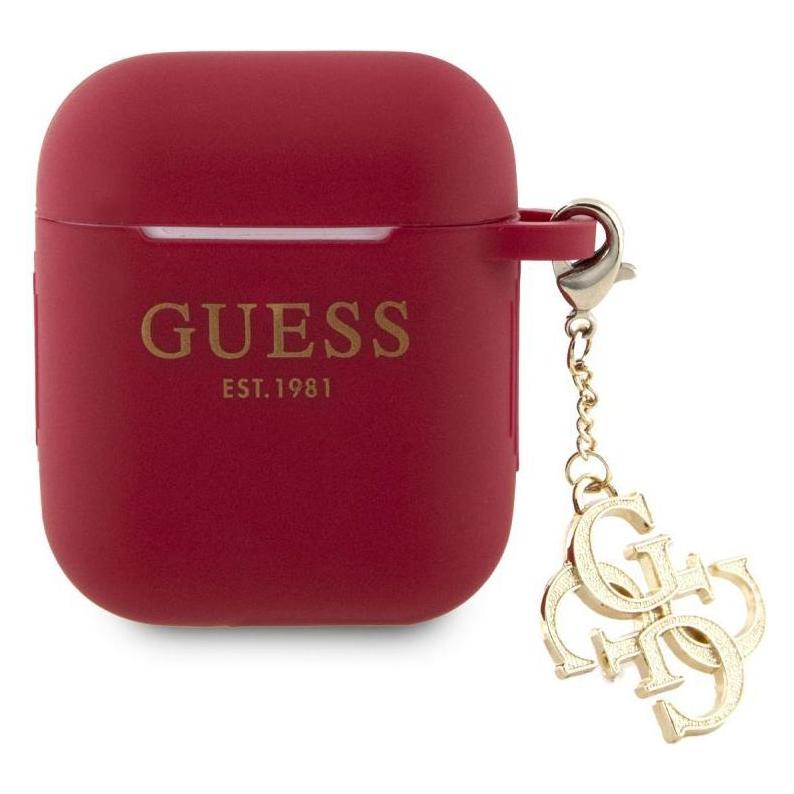 Guess Airpods 1/2 Case Silicone Classic Logo Gold With 4G Charm (Kopfhörer Hülle) (GUA2LECG4M)
