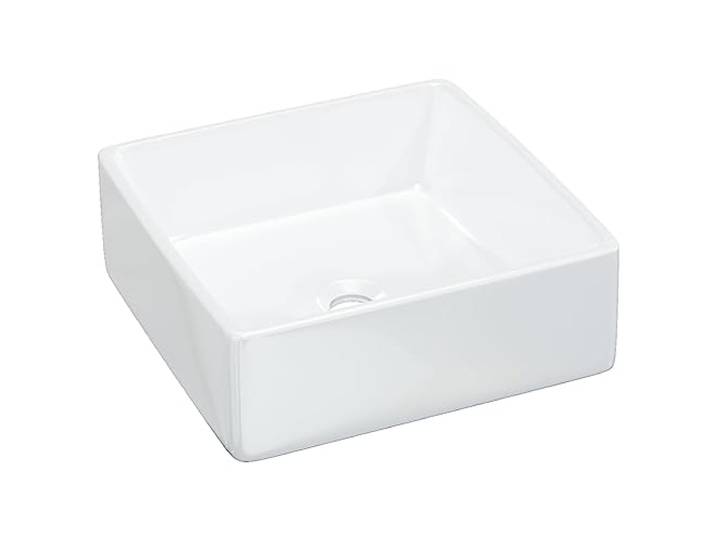 vidaXL Lavabo blanc 37x37x13 cm céramique carré\, lavabo de salle de bain\, lavabo de bain\, lavabo de vanité\, évier\, lavabo de comptoir\, bassin d'évier