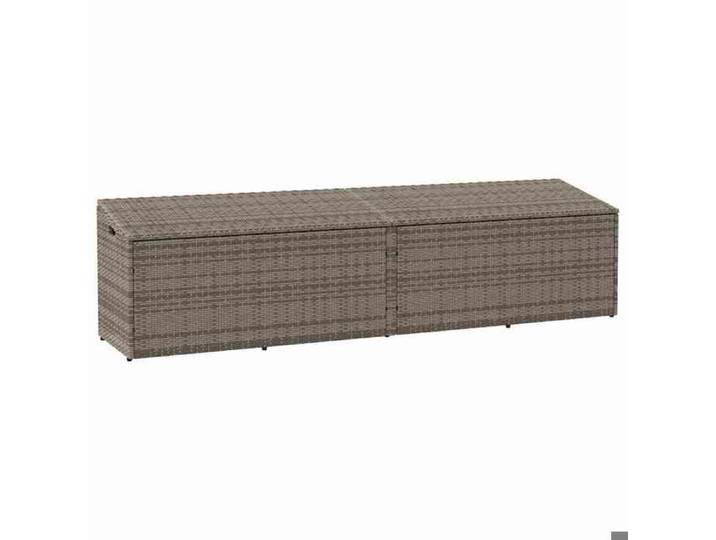 Coffre de rangement Malle de jardin Grande gris 220x50x58 cm résine tressée C200