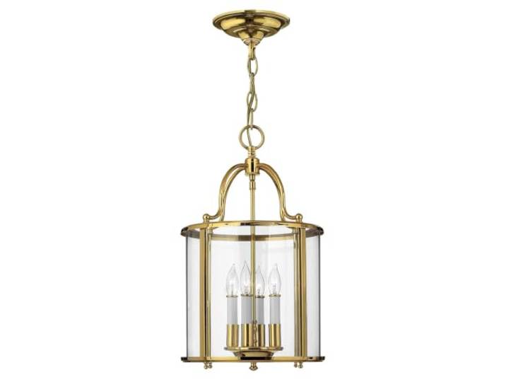 Zeitgenössischer Kronleuchter Gentry Messing poliert Glas 4 Lichter E14