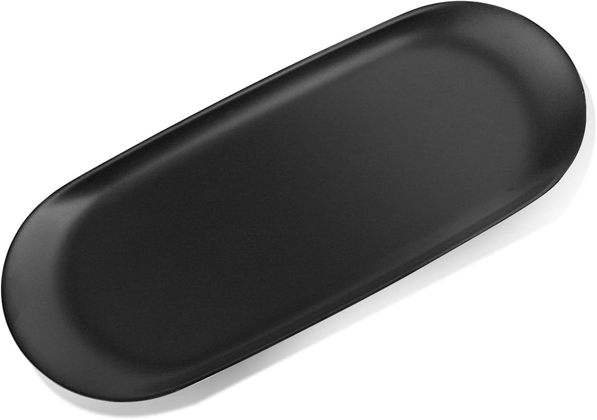 Decoratieve Ovale Tray van RVS - Zwart - 30 x 12 cm
