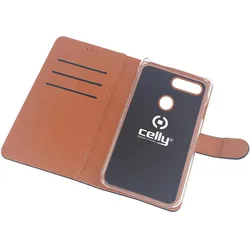 Celly WALLY Handytasche Etui Schwarz (Huawei Y9 (2018)), Smartphone Hülle, Schwarz