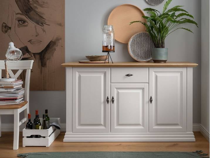 Sideboard 157x91cm 'Jale' Kiefer & Eiche massiv WZ-0622