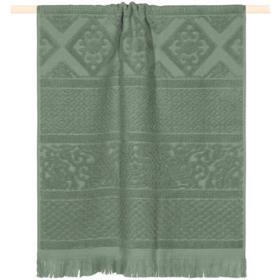 Handtuch PAD "HARLEM, 50x100 cm", grün (olive), B:50cm L:100cm, Frottee, Frottee, Handtücher, hochwertige Jacquard-Webung, besonders weicher Griff, mit Fransen