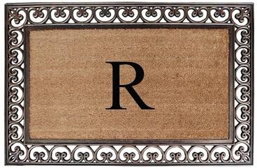 A1 Home Collections Rubber Coir Classic Paisley Border Monogrammed Welcome Entrance Doormat