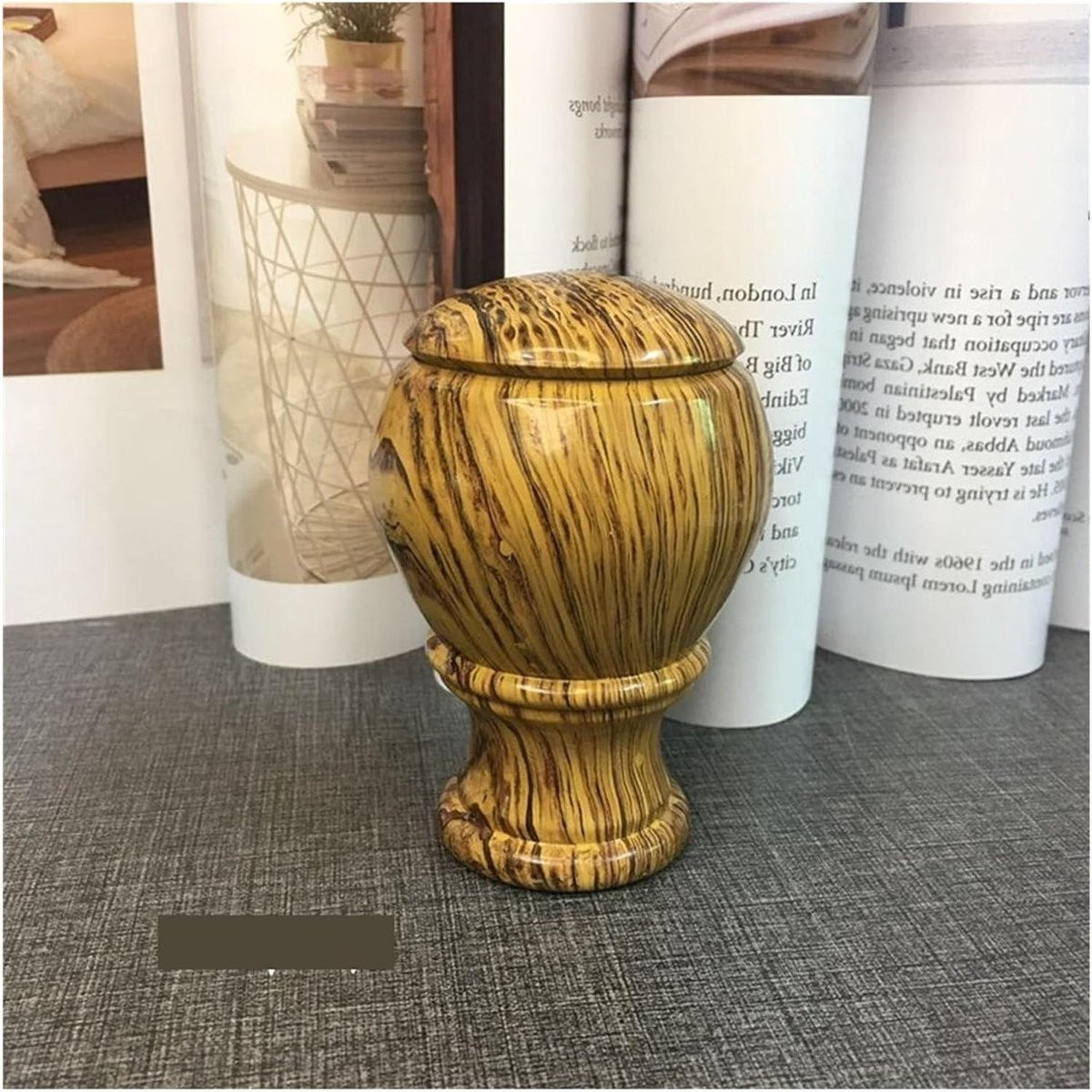 Set van 4 veelkleurige eindstukken voor gordijnroeden van hout