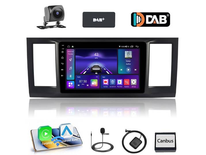 A-Sure Für VW T6 Transporter Multivan 4+64G Android 15 Autoradio Carplay Navi Autoradio (Digitalradio (DAB), FM, AM, RDS, 8-Core 4+64G)