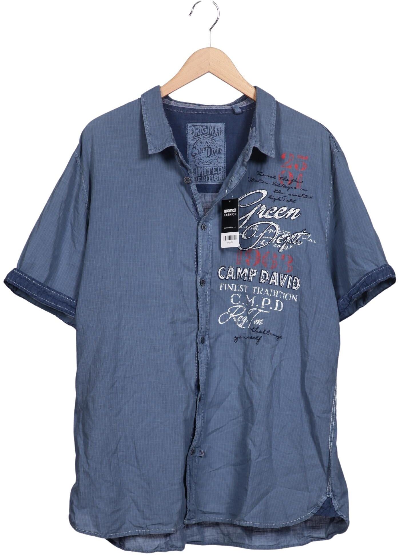 Camp David Herren Hemd, Blau, Gr. Xxl, Baumwolle - Second Hand