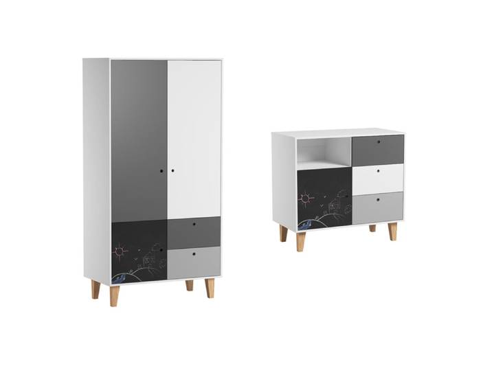 Commode 3 tiroirs et Armoire Vox Concept Noir