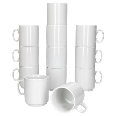 12er Set EVENT stapelbare Kaffeebecher weiß Porzellan 250 ml
