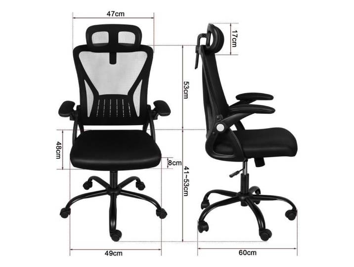 Chaise de bureau noire sur roulettes - Shenglimeii - Maille noire - Avec accoudoirs