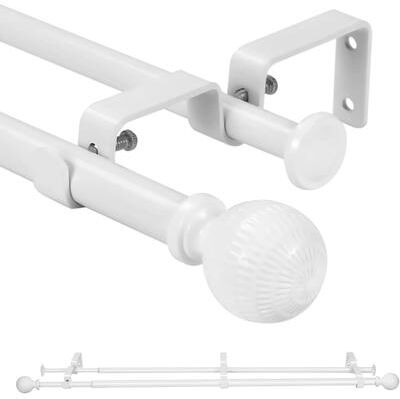 Urbanest 5/8 Inch Diameter Adjustable Double Splicing Drapery Curtain Rod Set with Volle Finials