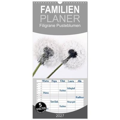 Familienplaner 2027 - Filigrane Pusteblumen / Geburtstagskalender mit 5 Spalten (Wandkalender, 21 x 45 cm) CALVENDO