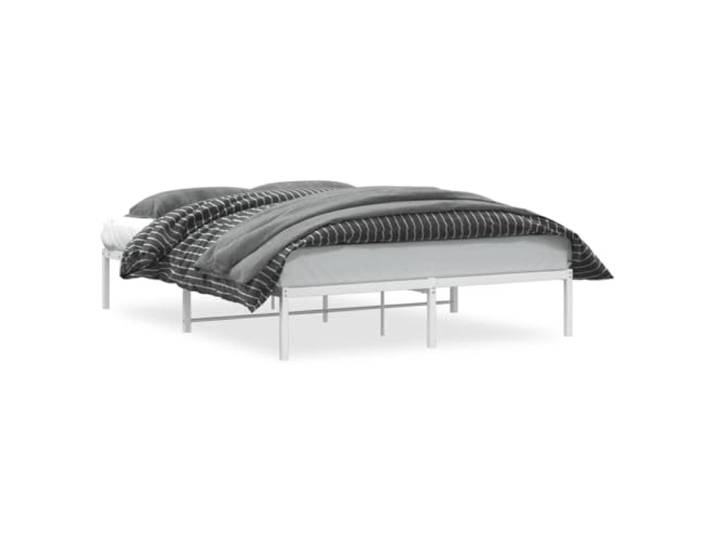 KKgypkn Metallbettgestell Weiß 150x200 cm mit Lattenrost, Stahlrahmen und Mittelbeinen für Stabilität, zusätzlicher Stauraum unter dem Bett