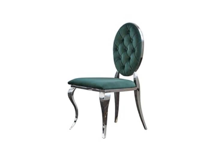 KAWOLA Esszimmerstuhl Linda - Polsterstuhl Barock Velvet Grün, Stuhl Esszimmer, Küchenstuhl Hochglanzfüße