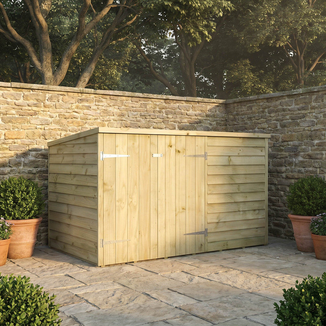 Mercia Garden Products Mercia 4 x 6ft Overlap Pent Bike Store Green 195cm W X 125cm D X 122cm H