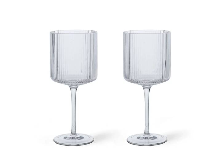 Ferm Living - Ripple Rotweinglas, klar (2er-Set)