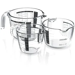 Arendo Messkrug Set 250, 500, 1000 ml, hitzebeständig, Borosilikatglas