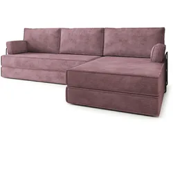 ECKSOFA ANKO modulares Boneless Sofa mit Schlaffunktion Lila Kordstoff