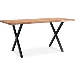 Bürotisch XXL Konferenz | 200x100 Massivholz | Goldbraun-Schwarz | Baumkante Meeting Tisch | Kreta Kollektion | Kadima Design