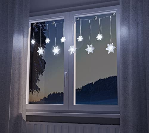 Spetebo Sneeuwvlokken lichtketting met 10 LED in koud wit - 135 cm