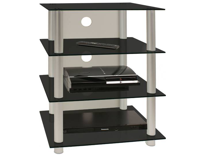 Media-Regal VCM Hifi Möbel Rack Alu Glas Phono Mediaregal Blados , schwarz (schwarzglas), B:59cm T:49cm, Regale, TV-Board