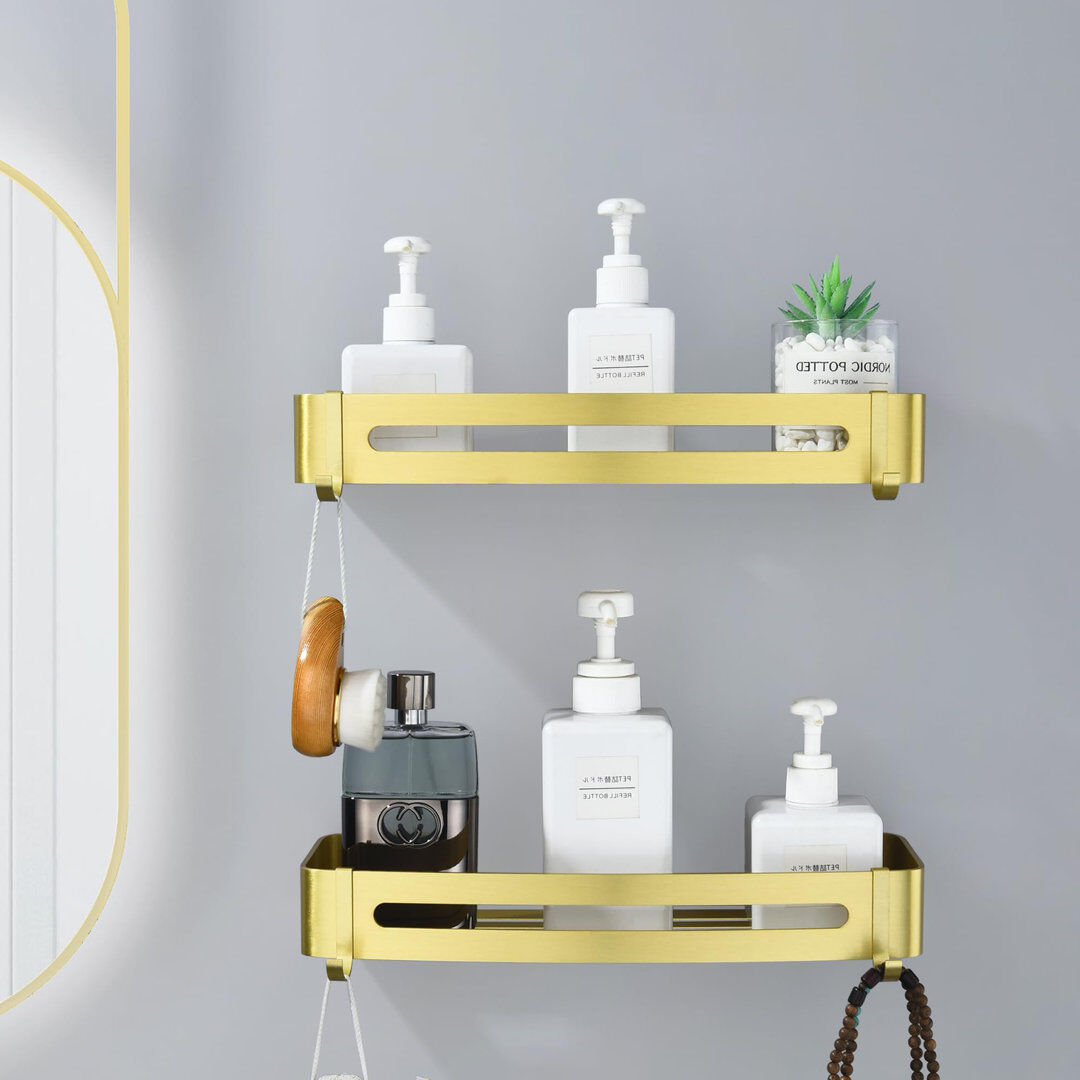 Canora Grey Hallsburg Shower Caddy Brushed Gold 4.5cm H X 32cm W X 12.5cm D