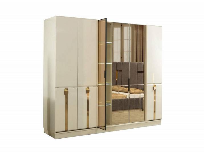 JVmoebel Kleiderschrank Schrank mit Spiegeltüren, 6 Türen, stilvoll und geräumig