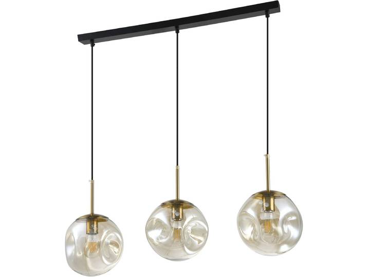 QUVIO Hanglamp eettafel - Hanglamp - Hanglampen - Hanglampen zwart - Eettafel hanglamp - Hanglamp woonkamer - Woonkamer hanglamp - Glazen bollen - Langwerpig - Metaal - Glas
