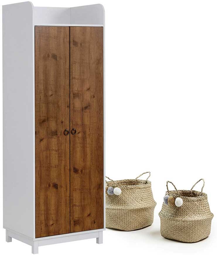 Pharao24.de Dielenkleiderschrank in Weiß und Wildeichefarben Landhausstil