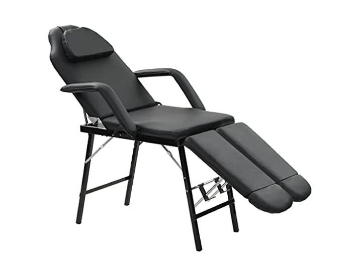 Snsowed Tragbarer Kosmetikstuhl, Massagestuhl, Kosmetik Liege, Tantra Liege, Behandlungsliege, Pediküre Stuhl, Bett Für Wimpernverlängerung, Fusspflege Stuhl, Kunstleder 185x78x76 cm Schwarz
