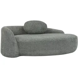 CHAISELONGUETEDDYFLEECE Dunkelgrau Abgerundet mit Kissen