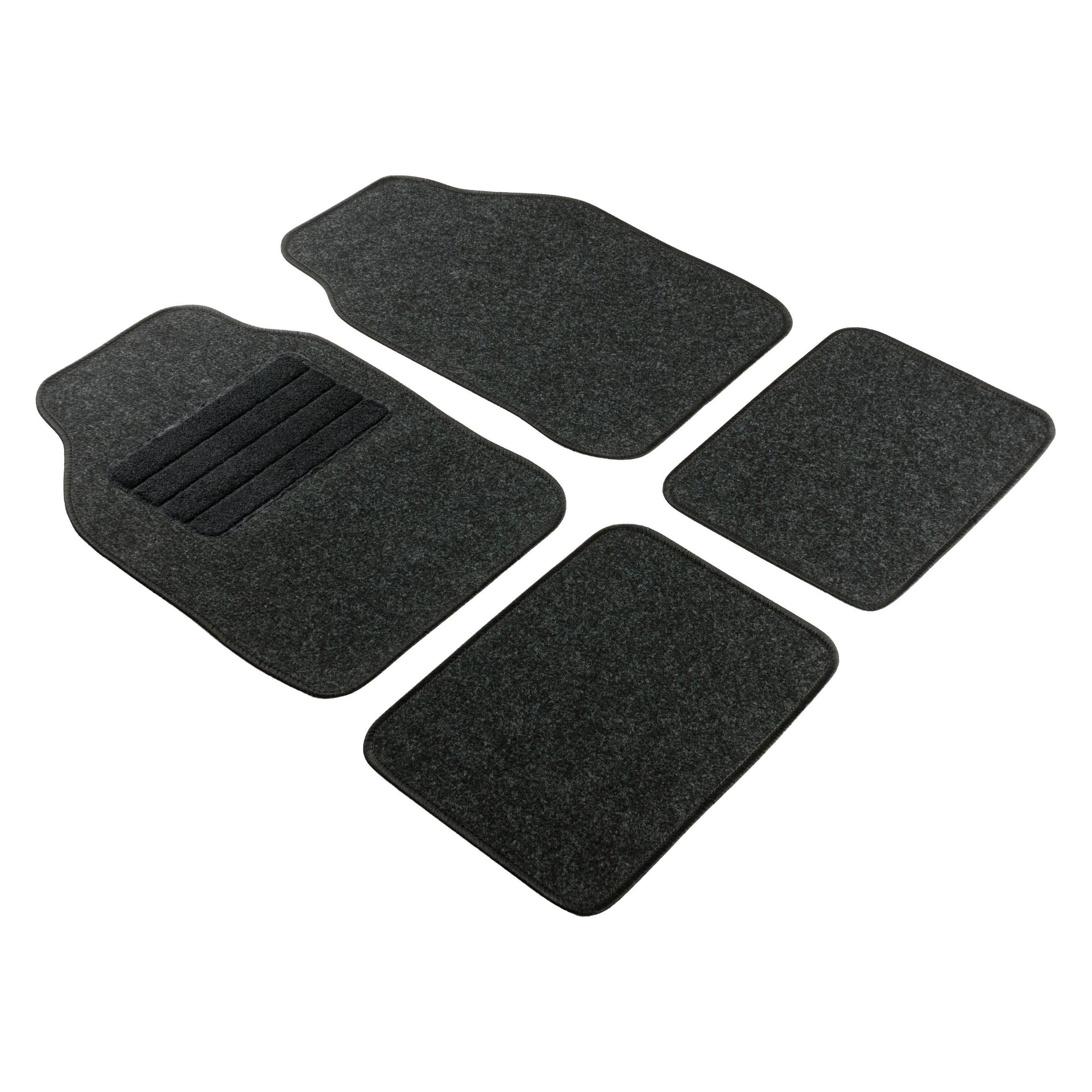CarComfort Universal Regio Auto Fussmatten 4 - Teilig Automatten Teppich Set Teppich Schwarz (2 Vordermatten + 2 Rückmatten) (14459)