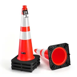 VEVOR Warnkegel 4er-Pack 715 mm Verkehrskegel Verkehrshütchen Pylonen PVC, für Parkplätze, Absperr- oder Warnbereiche, Verkehrsleitkegel mit Hochsichtbaren Reflektorstreifen, Platzsparend Stapelbar