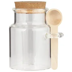 IB Laursen Glaskrug mit Korken und Holzlöffel, 140 ml, 7,7 x 6 x 9,2 cm