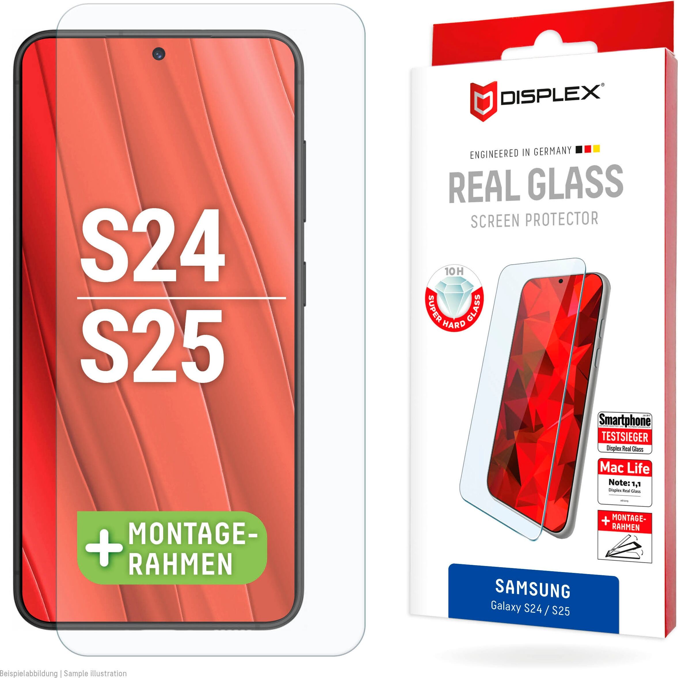Displex Displayschutzglas "Real Glass", transparent, B:9,3cm H:1,5cm T:20,1mm, Displayfolien, Displayschutzfolie Displayschutz kratzer-resistent 10H splitterfest, Displayschutzglas