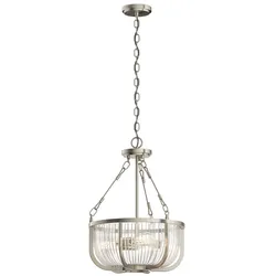 Hängeleuchte Pendellampe Esszimmerlampe Deckenlampe Nickel Glas 3-flammig 40,6cm