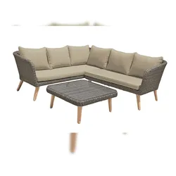 DELUKE Gartenloungeset DUBAI anisbraun - Akazie, Braun | Gartenmöbel Set Garten Loungegruppe Lounge-Set Pool Loungegarnitur