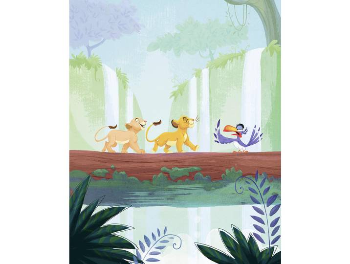 Disney Fototapete THE Lion King Waterfall, Mehrfarbig, Cartoon, 200x250 cm, Tapeten & Wandverkleidungen, Fototapeten