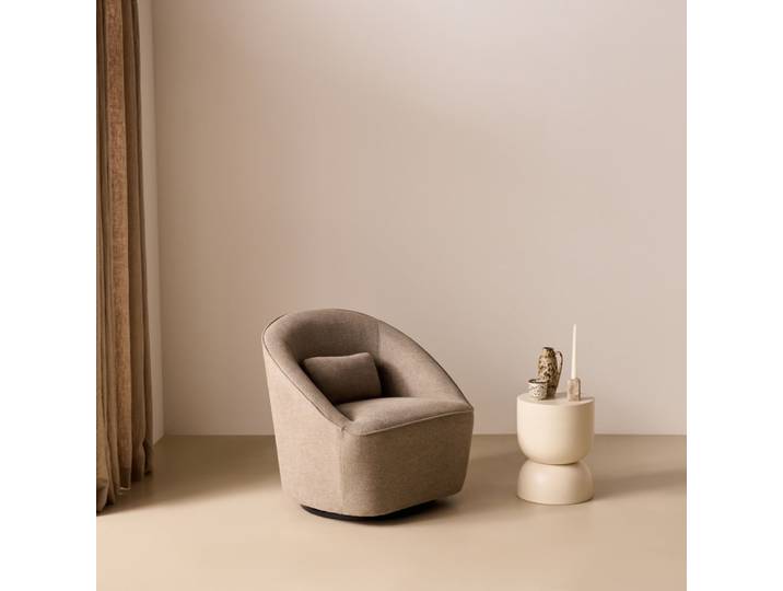 Fauteuil pivotant 360° en tissu grège